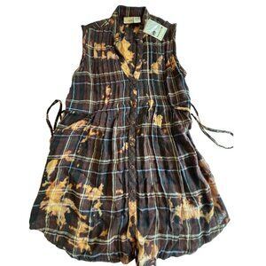 NWT Daytrip brown plaid bleach-dye sleeveless top from Buckle - medium